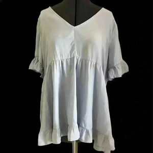 White Birch Light Blue Flared Loose Top Womens Medium